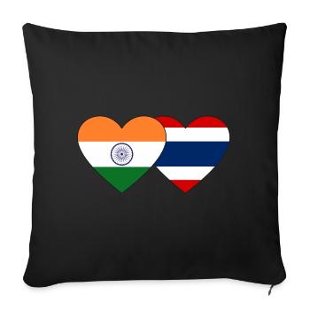 India Thailand Flag Heart - Sofa pillowcase 17,3'' x 17,3'' (45 x 45 cm) - black - Front