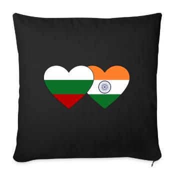Bulgarie Inde drapeau coeur - Housse de coussin décorative 45 x 45 cm - noir - Devant