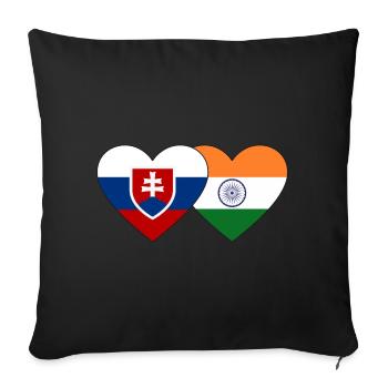 Slovakia India Flag Heart - Sofa pillowcase 17,3'' x 17,3'' (45 x 45 cm) - black - Front