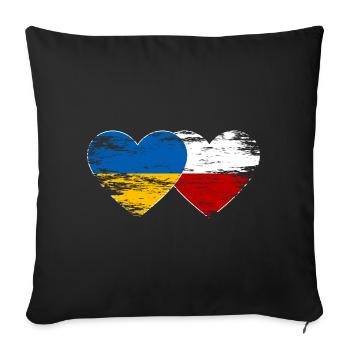Ukraine Pologne drapeau coeur utilisé - Housse de coussin décorative 45 x 45 cm - noir - Devant