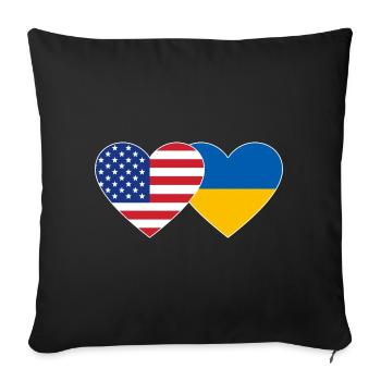 États-Unis Ukraine Flag Heart - Housse de coussin décorative 45 x 45 cm - noir - Devant