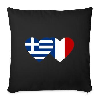 Grèce France Flag Coeur - Housse de coussin décorative 45 x 45 cm - noir - Devant
