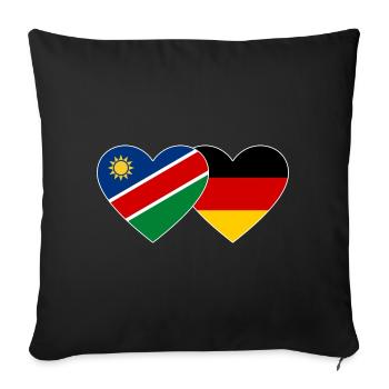 Namibie Allemagne Drapeau Coeur - Housse de coussin décorative 45 x 45 cm - noir - Devant