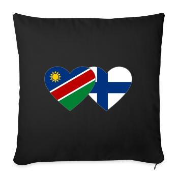 Namibia Finnland Flagge Herz - Sofakissenbezug 45 x 45 cm - Schwarz - Vorne