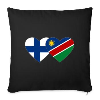 Finland Namibia Flag Heart - Sofa pillowcase 17,3'' x 17,3'' (45 x 45 cm) - black - Front
