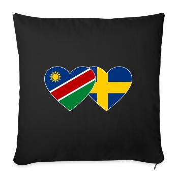 Namibia Schweden Flagge Herz - Sofakissenbezug 45 x 45 cm - Schwarz - Vorne