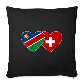 Namibie Suisse Flag Coeur - Housse de coussin décorative 45 x 45 cm - noir - Devant
