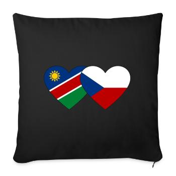 Namibia Tschechien Flagge Herz - Sofakissenbezug 45 x 45 cm - Schwarz - Vorne