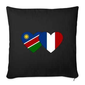 Namibia France Flag Heart - Sofa pillowcase 17,3'' x 17,3'' (45 x 45 cm) - black - Front