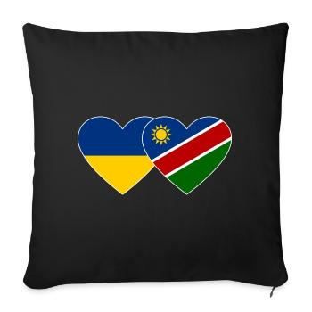 Ukraine Namibie Flag Heart - Housse de coussin décorative 45 x 45 cm - noir - Devant