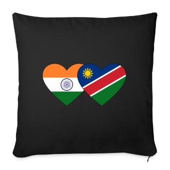 Indien Namibia Flagge Herz - Sofakissenbezug 45 x 45 cm - Schwarz - Vorne