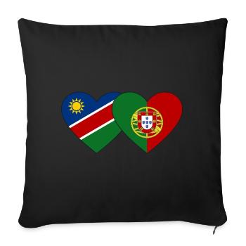 Namibia Portugal Flag Heart - Sofa pillowcase 17,3'' x 17,3'' (45 x 45 cm) - black - Front