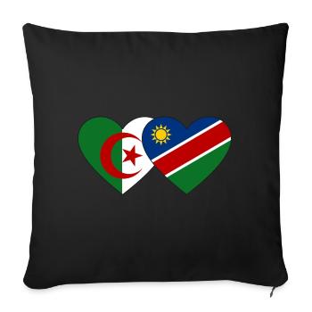 Algeria Namibia Flag Heart - Sofa pillowcase 17,3'' x 17,3'' (45 x 45 cm) - black - Front