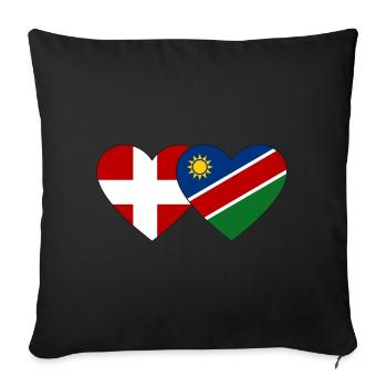 Denmark Namibia Flag Heart - Sofa pillowcase 17,3'' x 17,3'' (45 x 45 cm) - black - Front