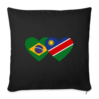 Brésil Namibie Flag Heart - Housse de coussin décorative 45 x 45 cm - noir - Devant