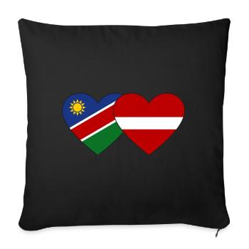 Namibia Latvia Flag Heart - Sofa pillowcase 17,3'' x 17,3'' (45 x 45 cm) - black - Front