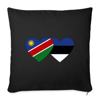 Namibia Estonia Flag Heart - Sofa pillowcase 17,3'' x 17,3'' (45 x 45 cm) - black - Front