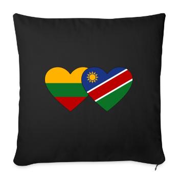 Lithuania Namibia Flag Heart - Sofa pillowcase 17,3'' x 17,3'' (45 x 45 cm) - black - Front