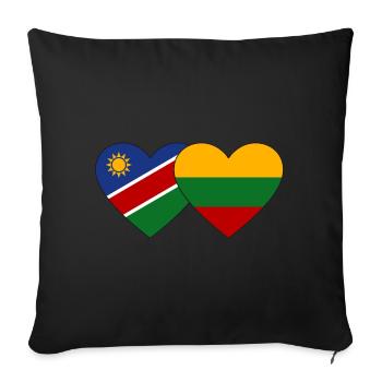 Namibia Lithuania Flag Heart - Sofa pillowcase 17,3'' x 17,3'' (45 x 45 cm) - black - Front