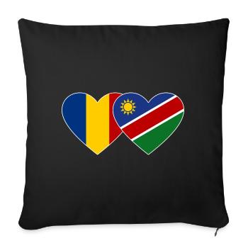 Romania Namibia Flag Heart - Sofa pillowcase 17,3'' x 17,3'' (45 x 45 cm) - black - Front