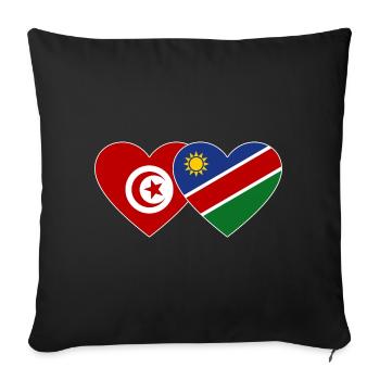 Tunisia Namibia Flag Heart - Sofa pillowcase 17,3'' x 17,3'' (45 x 45 cm) - black - Front