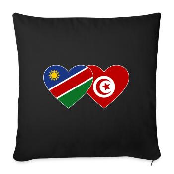 Namibia Tunisia Flag Heart - Sofa pillowcase 17,3'' x 17,3'' (45 x 45 cm) - black - Front