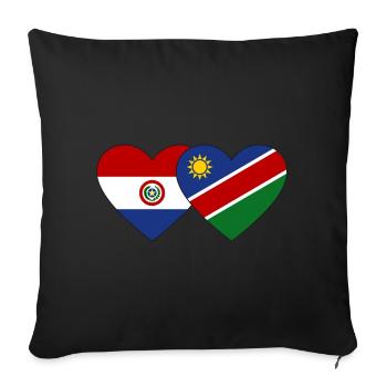 Domenikanische Republik Namibia Flagge Herz - Sofakissenbezug 45 x 45 cm - Schwarz - Vorne
