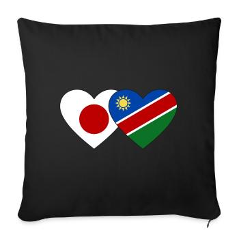 Japan Namibia Flag Heart - Sofa pillowcase 17,3'' x 17,3'' (45 x 45 cm) - black - Front
