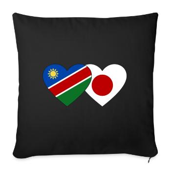 Namibia Japan Flagge Herz - Sofakissenbezug 45 x 45 cm - Schwarz - Vorne