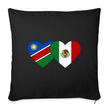 Namibia Mexico Flag Heart - Sofa pillowcase 17,3'' x 17,3'' (45 x 45 cm) - black - Front