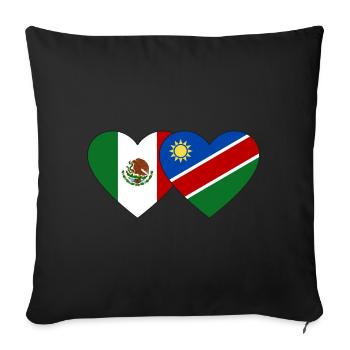 Mexico Namibia Flag Heart - Sofa pillowcase 17,3'' x 17,3'' (45 x 45 cm) - black - Front