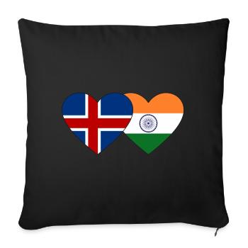Iceland India Flag Heart - Sofa pillowcase 17,3'' x 17,3'' (45 x 45 cm) - black - Front
