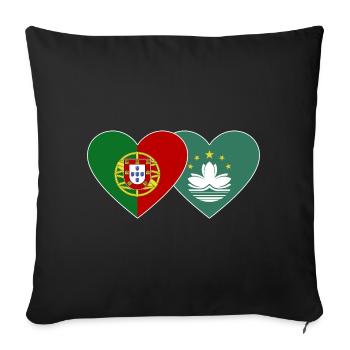 Portugal Macau Flagge Herz - Sofakissenbezug 45 x 45 cm - Schwarz - Vorne
