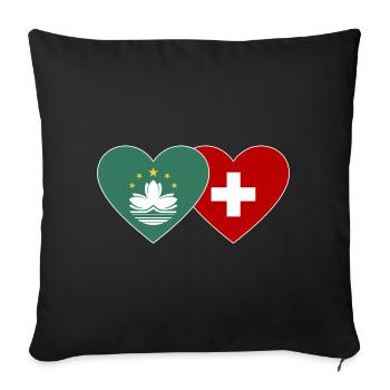 Macau Schweiz Flagge Herz - Sofakissenbezug 45 x 45 cm - Schwarz - Vorne