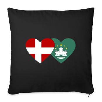 Dänemark Macau Flagge Herz - Sofakissenbezug 45 x 45 cm - Schwarz - Vorne