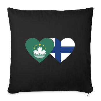 Macau Finnland Flagge Herz - Sofakissenbezug 45 x 45 cm - Schwarz - Vorne
