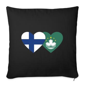 Finnland Macau Flagge Herz - Sofakissenbezug 45 x 45 cm - Schwarz - Vorne