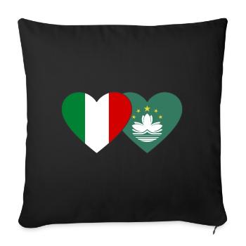 Italien Macau Flagge Herz - Sofakissenbezug 45 x 45 cm - Schwarz - Vorne