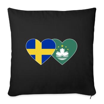 Schweden Macau Flagge Herz - Sofakissenbezug 45 x 45 cm - Schwarz - Vorne