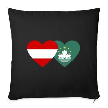 Austria Macau Flag Heart - Sofa pillowcase 17,3'' x 17,3'' (45 x 45 cm) - black - Front