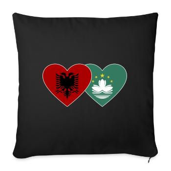 Albanien Macau Flagge Herz - Sofakissenbezug 45 x 45 cm - Schwarz - Vorne