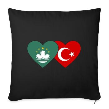 Macau Türkei Flagge Herz - Sofakissenbezug 45 x 45 cm - Schwarz - Vorne