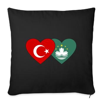 Türkei Macau Flagge Herz - Sofakissenbezug 45 x 45 cm - Schwarz - Vorne