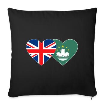 Großbritannien Macau Flagge Herz - Sofakissenbezug 45 x 45 cm - Schwarz - Vorne