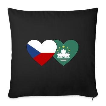 Tschechien Macau Flagge Herz - Sofakissenbezug 45 x 45 cm - Schwarz - Vorne