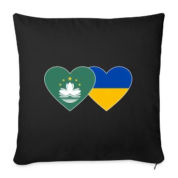 Macau Ukraine Flagge Herz - Sofakissenbezug 45 x 45 cm - Schwarz - Vorne