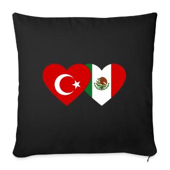 Turquie Mexique Flag Coeur - Housse de coussin décorative 45 x 45 cm - noir - Devant