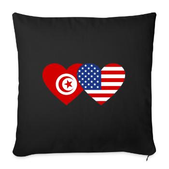 Tunisie USA Flag Coeur - Housse de coussin décorative 45 x 45 cm - noir - Devant