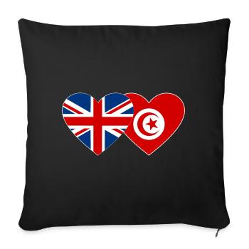 Großbritannien Tunesien Flagge Herz - Sofakissenbezug 45 x 45 cm - Schwarz - Vorne