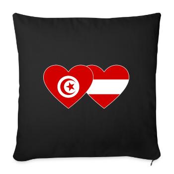 Tunisia Austria Flag Heart - Sofa pillowcase 17,3'' x 17,3'' (45 x 45 cm) - black - Front